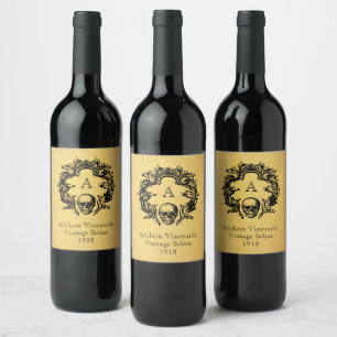 Étiquette Pour Bouteilles De Vin Glam gothique   Étiquette de vin   Or
