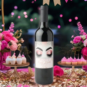 Étiquette Pour Bouteilles De Vin Glam Parties scintillant rose cils Bachelorette