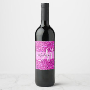 Étiquette Pour Bouteilles De Vin Glam Pink & Magenta Parties scintillant Étincelle