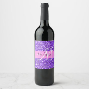Étiquette Pour Bouteilles De Vin Glam Purple & Pink Parties scintillant Étincelle N
