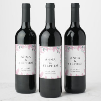 Étiquette Pour Bouteilles De Vin Glycine rose charmant