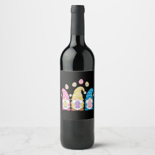 Étiquette Pour Bouteilles De Vin Gnome Pâques Coloré Mignon Oeufs Printemps Vacance