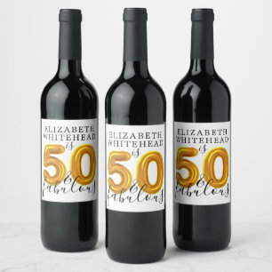 Étiquette Pour Bouteilles De Vin Gold 50 et Fabulous Birthday Party