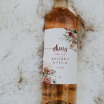 Étiquette Pour Bouteilles De Vin Gold Rustic Colorful Floral Chevaux Mariage<br><div class="desc">Ces étiquettes de vin mariage aux couleurs florales et rustiques dorées sont parfaits pour un mariage simple. Le design est composé de marsala peinte à la main, de rose, de rougeur, de bordeaux et de fleurs dorées avec des feuilles verts disposés en de belles couronnes. Faites-vous les autocollants de bouteilles...</div>