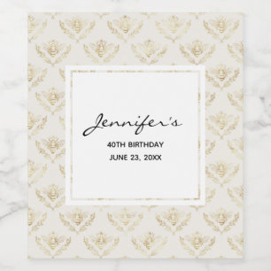 Étiquette Pour Bouteilles De Vin Golden Bumble Bee avec un Motif de la Couronne Ann