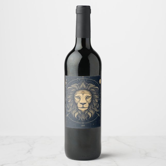Étiquette Pour Bouteilles De Vin Golden Leo Zodiac (Devant)