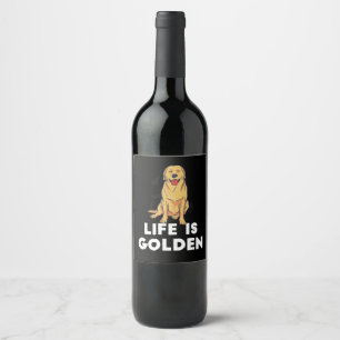 Étiquette Pour Bouteilles De Vin Golden Retriever Dog - La vie est dorée