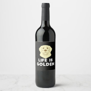 Étiquette Pour Bouteilles De Vin Golden Retriever Dog - La vie est dorée