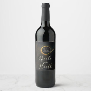 Étiquette Pour Bouteilles De Vin Golden Stardust Eclipse Mariage céleste