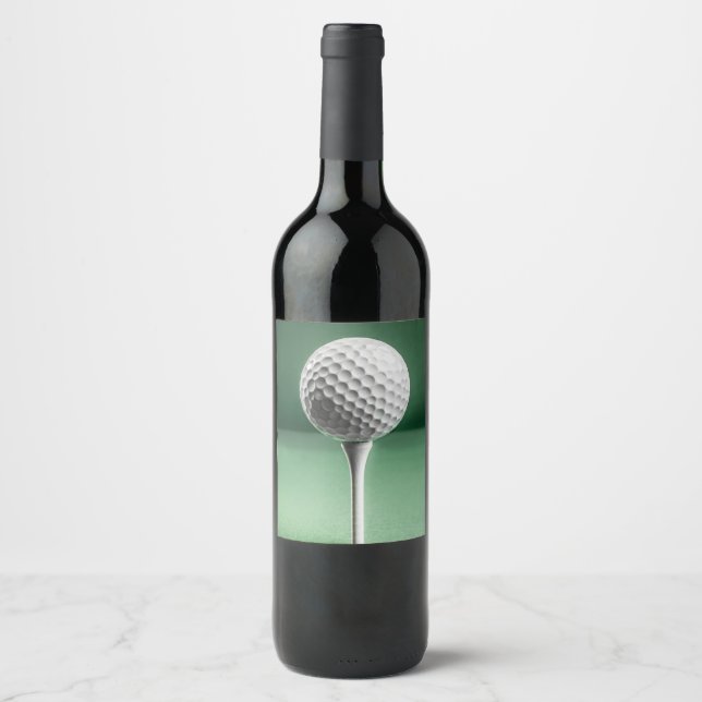 Étiquette Pour Bouteilles De Vin Golf Ball on Tee (Devant)