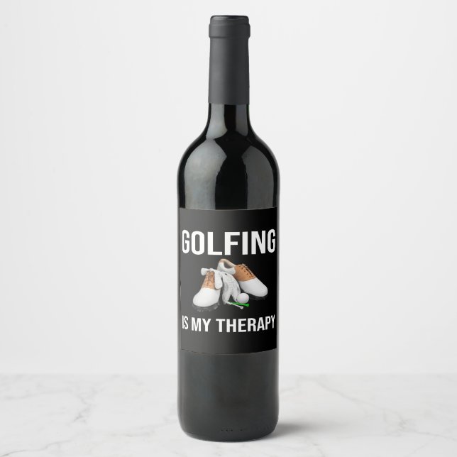 Étiquette Pour Bouteilles De Vin Golf Funny Citations golf est ma thérapie (Devant)