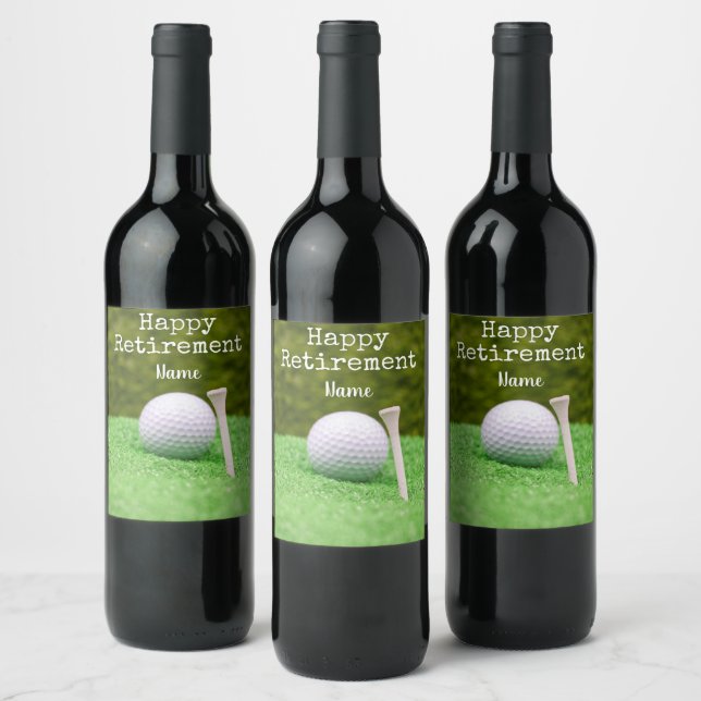 Étiquette Pour Bouteilles De Vin Golf Happy retirement with golf Golf and tee (Bouteilles)