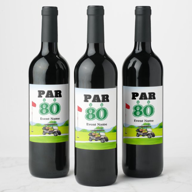 Étiquette Pour Bouteilles De Vin Golf Party 80e anniversaire (Bouteilles)
