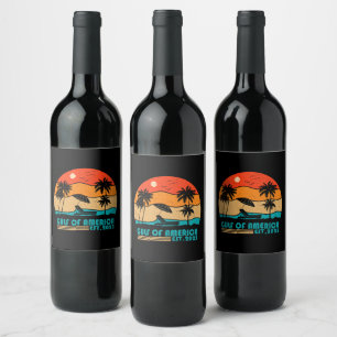 Étiquette Pour Bouteilles De Vin Golfe d'Amérique conception patriotique vintage-am