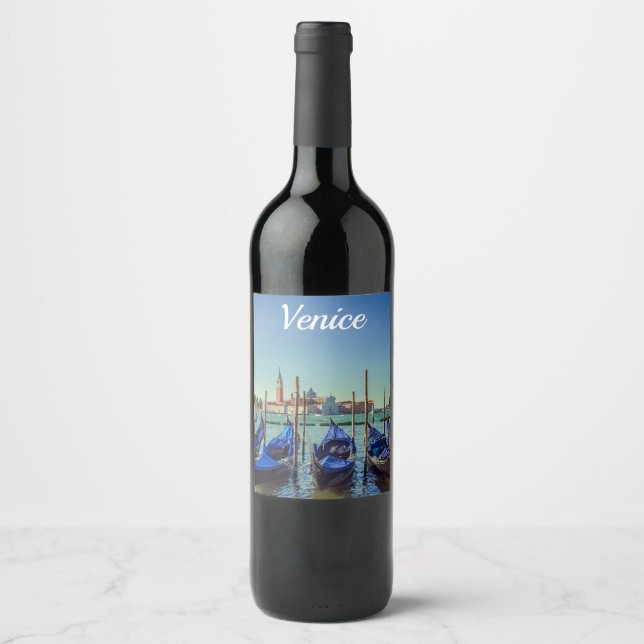 Étiquette Pour Bouteilles De Vin Gondolas à Venise, Italie (Devant)