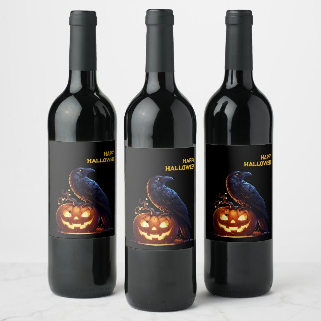 Étiquette Pour Bouteilles De Vin Goth Raven Dark Aesthetic  (Bouteilles)