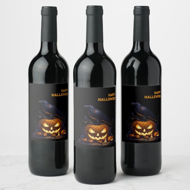 Étiquette Pour Bouteilles De Vin Goth Raven Dark Aesthetic  (Bouteilles)