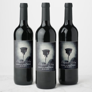 Étiquette Pour Bouteilles De Vin Goth Rose noir goutte de sang Mariage Macabre