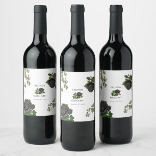 Étiquette Pour Bouteilles De Vin Gothique Halloween Rose noir Mariage blanc