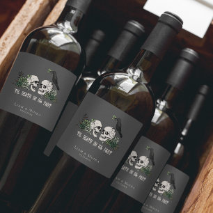 Étiquette Pour Bouteilles De Vin Gothique Noir Til Mort Irlandais Vert Crâne Floral