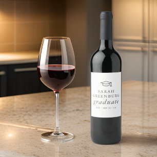 Étiquette Pour Bouteilles De Vin Graduate Moderne Minimaliste Simple Chic Graduatio