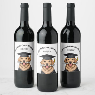Étiquette Pour Bouteilles De Vin Graduation personnalisée mignon Golden Retriever C