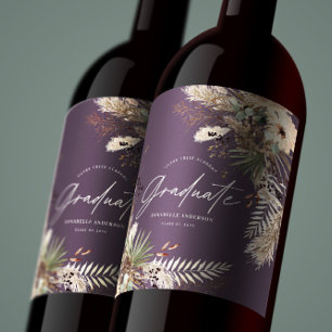 Étiquette Pour Bouteilles De Vin Gradué faveur pampas eucalyptus floral violet