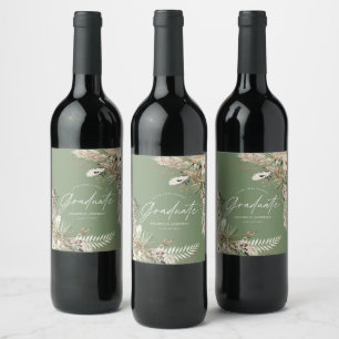 Étiquette Pour Bouteilles De Vin Gradué faveur pampas eucalyptus sauge florale vert