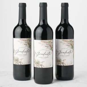 Étiquette Pour Bouteilles De Vin Gradué favoriser pampas eucalyptus élégant script 