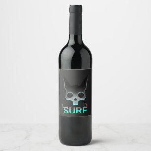 Étiquette Pour Bouteilles De Vin Graffiti Surf crâne chat