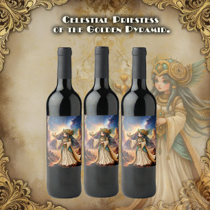Étiquette Pour Bouteilles De Vin Grande Prêtresse Céleste de la Pyramide d'Or.