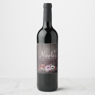 Étiquette Pour Bouteilles De Vin Grange Charme Rustique Bois Fleurissant & Vin Flor