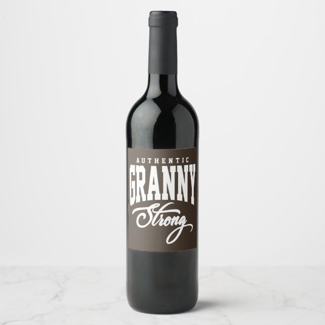 Étiquette Pour Bouteilles De Vin Granny Strong (Devant)