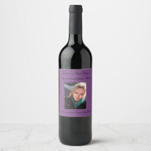 Étiquette Pour Bouteilles De Vin Graphe violet personnalisé   Photo