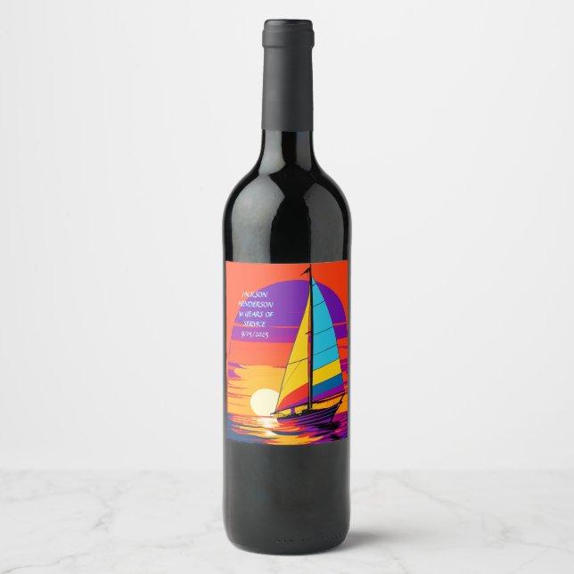 Étiquette Pour Bouteilles De Vin Graphique de retrait de la voile (Devant)