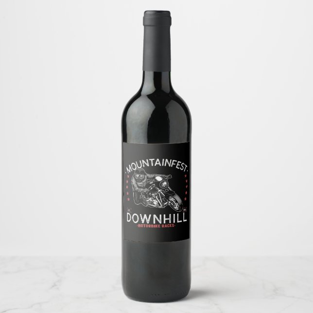 Étiquette Pour Bouteilles De Vin Graphisme de la course de moto en descente Mountai (Devant)