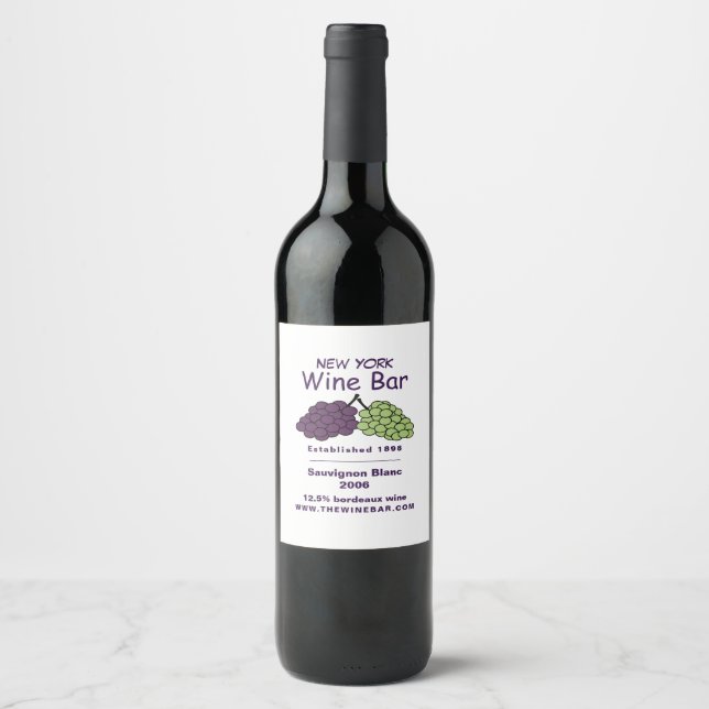 Étiquette Pour Bouteilles De Vin Grappe de raisin, bar à vin/cave (Devant)