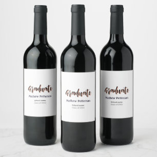 Étiquette Pour Bouteilles De Vin Gras type simple noir classe moderne graduation