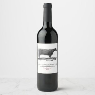 Étiquette Pour Bouteilles De Vin Gravure vintage de vache