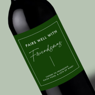 Étiquette Pour Bouteilles De Vin Green Christmas Friendsmas Fête Faveurs