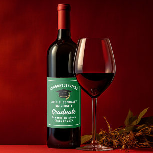 Étiquette Pour Bouteilles De Vin Green Félicitations fête de graduation personnalis