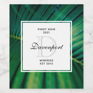 Étiquette Pour Bouteilles De Vin Green Leaf Forêt tropicale Nature Photo Winery