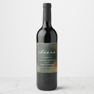 Étiquette Pour Bouteilles De Vin Green Ombre Boho Minimaliste Mariage Étiquette de