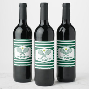 Étiquette Pour Bouteilles De Vin Green Stried Tennis Club de Country Personnalisé