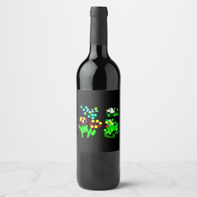 Étiquette Pour Bouteilles De Vin Grenouille et printemps (Devant)