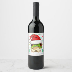 Étiquette Pour Bouteilles De Vin Grenouille Vilain Noël Père Noël Noël Noël Noël No