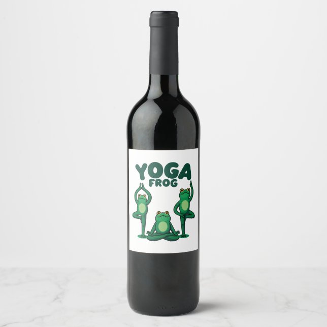 Étiquette Pour Bouteilles De Vin Grenouilles de yoga (Devant)