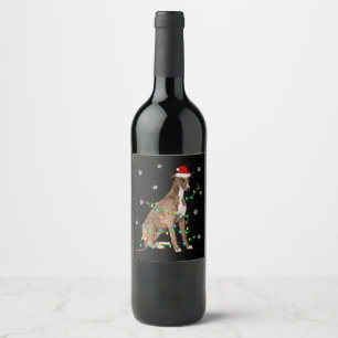 Étiquette Pour Bouteilles De Vin greyhound, petit feu de Noël, père Noël