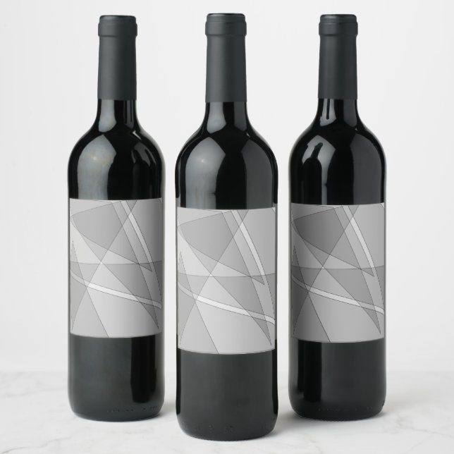 Étiquette Pour Bouteilles De Vin Gris géométrique (Bouteilles)