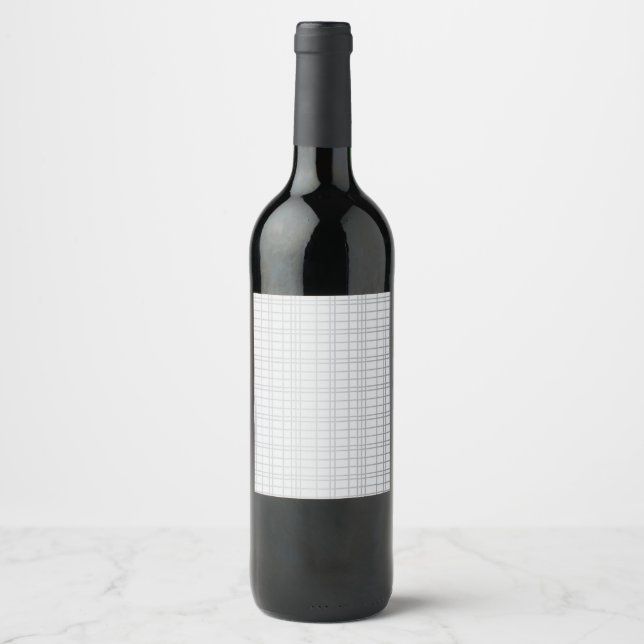 Étiquette Pour Bouteilles De Vin Gris, moderne, simple, cool, lignes de grille tend (Devant)